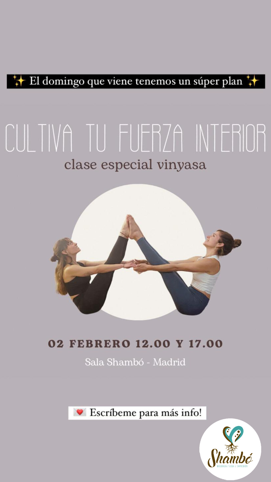 CLASE ESPECIAL DE YOGA y TALLERES en SALA SHAMBÓ. Madrid.