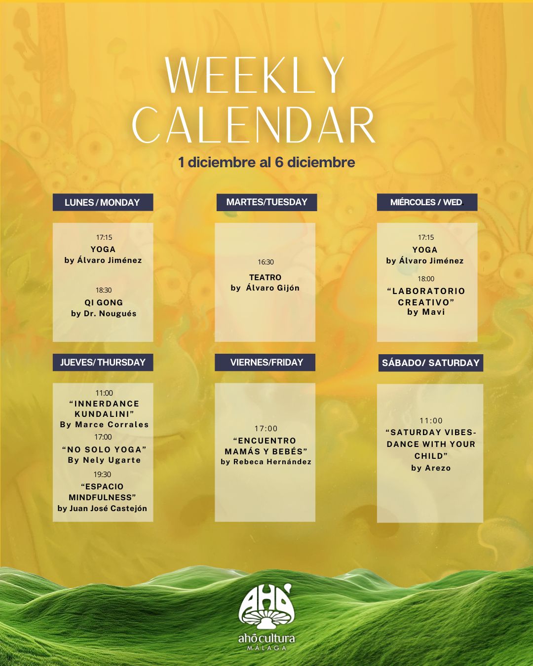 Weekly Calendar · 1–6 diciembre